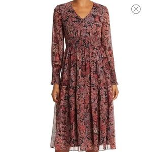 Taylor Paisley Chiffon Midi Dress NWT Small